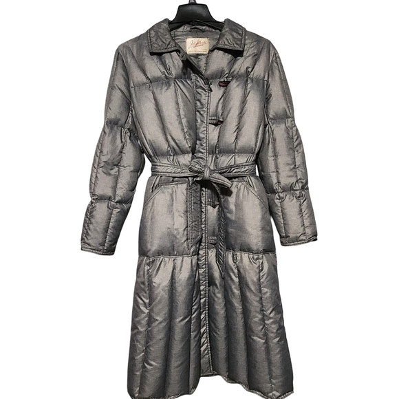 JAYWEAR ORIGINALS Coat Womens Medium Gray Long Puffer Quilted Winter Vintage 90s - Picture 2 of 10
